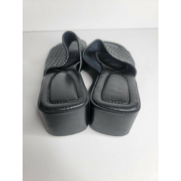 Nicole Womens Slip ons Sandals Black Woven Strap Chunky Heel - Picture 5 of 8